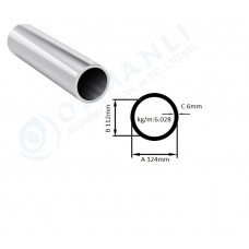 Alüminyum Boru Dış çap 124mm X Et Kalınlık 6mm